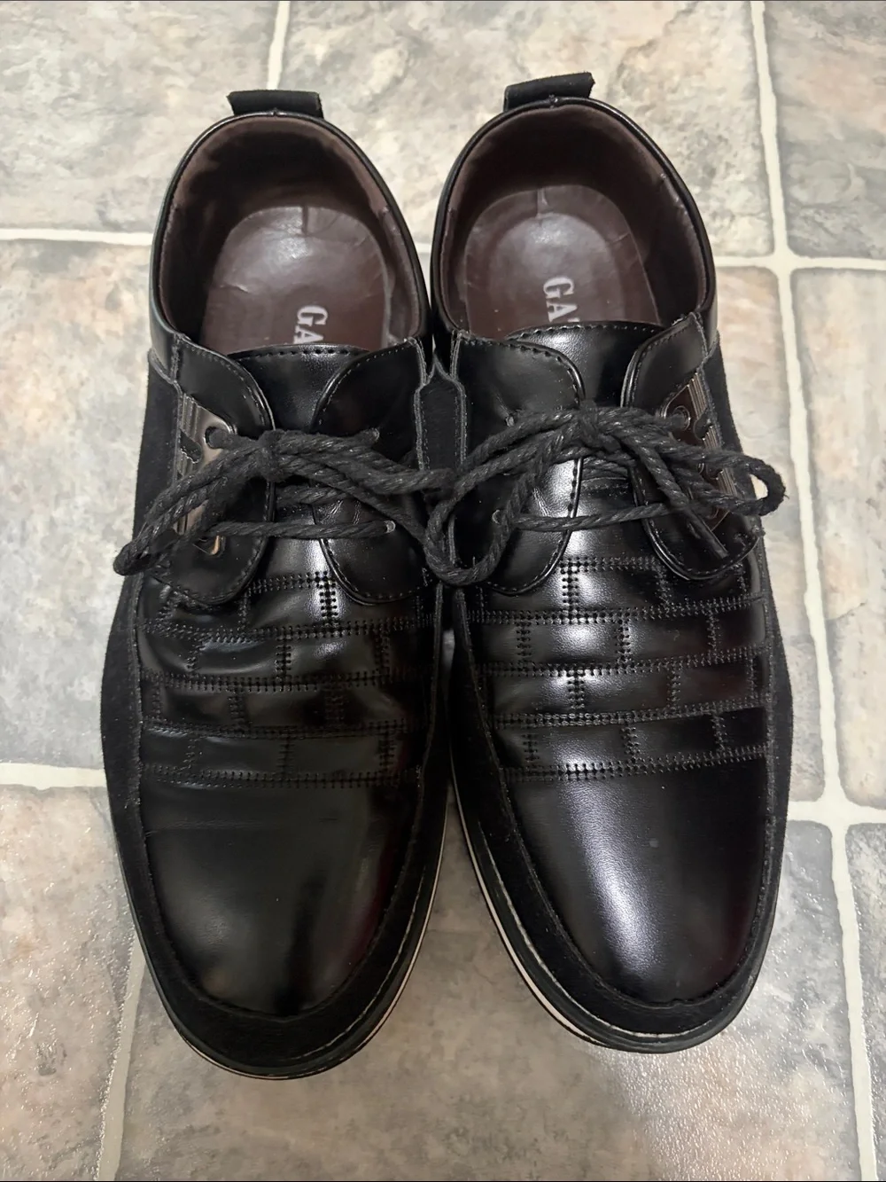Gatsby Men's Black Lace-Up Derby Shoes with Quilted Upper Size 12 US - 46 EU